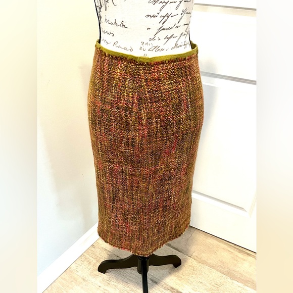 Philosophy Di Alberta Ferretti Green and Pink Tweed Vintage Skirt Size 8, EUC. - Picture 2 of 11